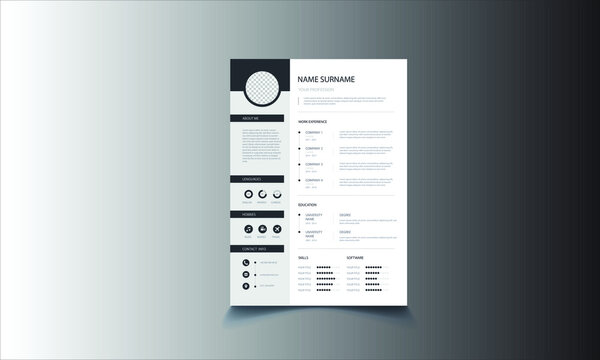 Vector resume template. Simple elegant style.