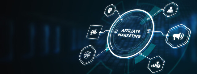 AFFILIATE MARKETING. Business, Technology, Internet and network concept.3d illustration