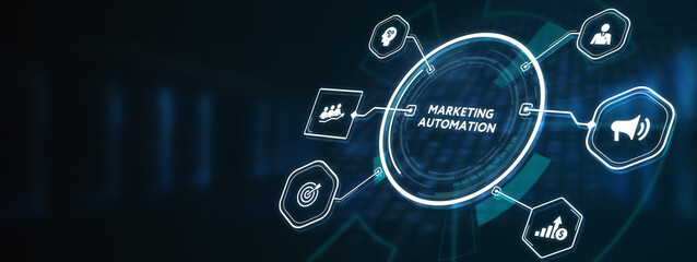 Planning marketing strategy. Marketing automation of business and industrial process.3d illustration
