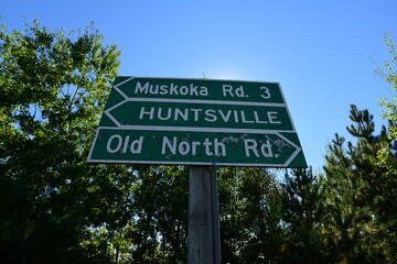 Fototapeta premium road sign in canada on a sunny day