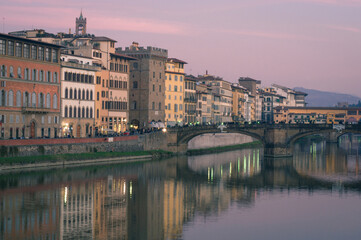 Evening on the embankment of the Arno River