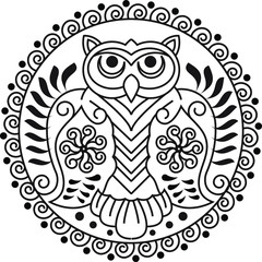 Indian Traditional and Cultural Rangoli, Alpona, Kolam, or Paisley vector line art. Bengal art India. for textile printing, logo, wallpaper
