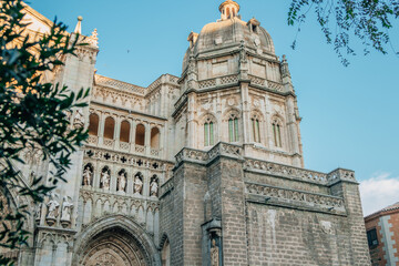 landscape and detail of the cathedral of toledo, spain - obrazy, fototapety, plakaty