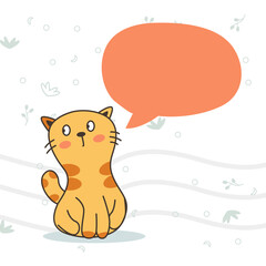 Cute cat for background with speech bubbles. Animal background