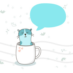 Cat cute animal with speech bubbles