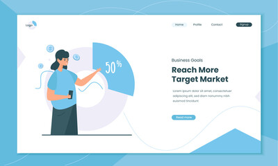 Reaching target market for business goals illustration concept