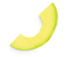 Sliced avocado isolated on white background. Top view cutted avocado pieces