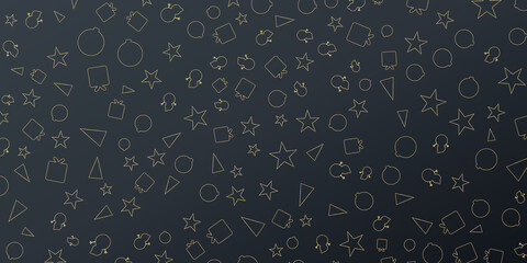 Christmas greetings presentation banner background with star tree gift icon and stars on black colour background