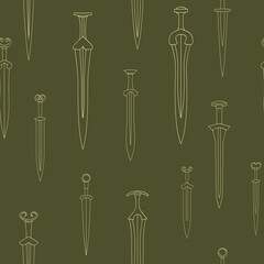 Seamless pattern with ancient swords for your project