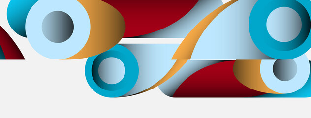 Abstract background. Minimal geometric circles and round style shapes with deep shadow effects. Trendy technology business template for wallpaper banner or background