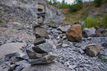 Fototapeta na wymiar Zen tower of pebbles
