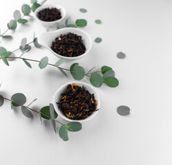 dry different tea with eucalyptus