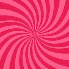 Swirling radial pink pattern background. Vector illustration. Helix rotation rays.