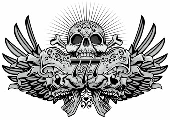 Obraz premium Gothic sign with skull, grunge vintage design t shirts