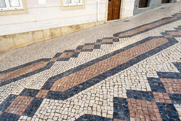 Traditional style Portuguese Calcada Pavement for pedestrian area in Lagos, Algarve, Portugal