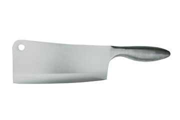 The new steel knife for cutting meat is isolated on a white background