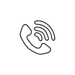 Phone call ringing icon in flat black line style, isolated on white 