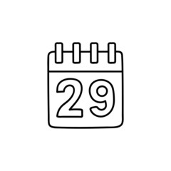 Calendar, schedule icon in flat black line style, isolated on white 