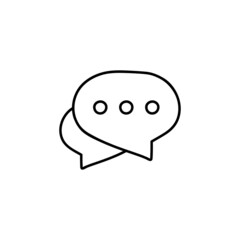 Chatting icon in flat black line style, isolated on white 