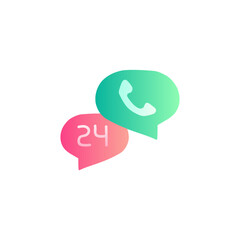 24 Hours Call center icon in gradient color style