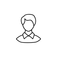 Representative worker icon in flat black line style, isolated on white background 
