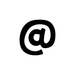 at sign icon. Email adress sign icon in solid black flat shape glyph icon, isolated on white background 