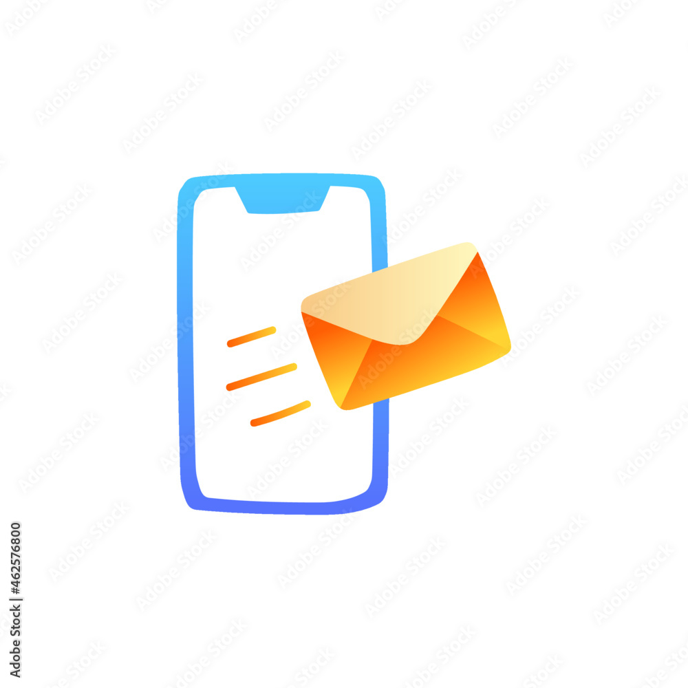 Poster smartphone send message icon in gradient color style