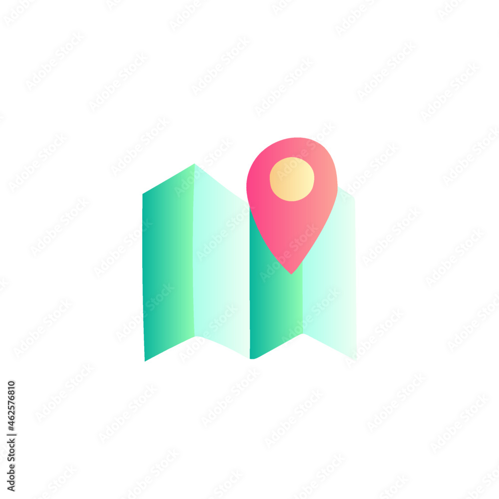 Poster map destination icon in gradient color style