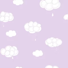 Behangcirkel Simple Clouds Seamless Pattern Vector Repeated Background © Bozena Fulawka