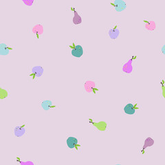 Apples And Pears Seamless Pattern Pastel Colors