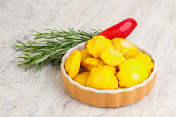 Pickled yellow patisson natural snack