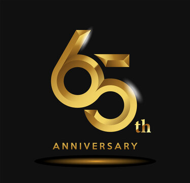 65 Year Anniversary Celebration Logo Design With Golden Style