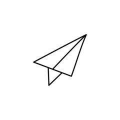  paper plane Message icon in flat black line style, isolated on white background 