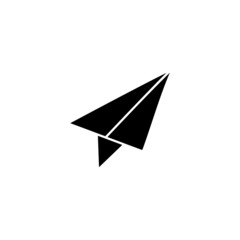  paper plane Message icon in solid black flat shape glyph icon, isolated on white background 