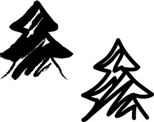 Icon christmas tree in doodle style on light background. Isolated background. Traditional symbol. Vector graphic illustration. Vector design. Vector isolated illustration set. Happy new year.