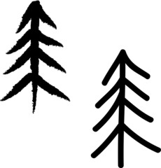 Icon christmas tree in doodle style on light background. Isolated background. Traditional symbol. Vector graphic illustration. Vector design. Vector isolated illustration set. Happy new year.