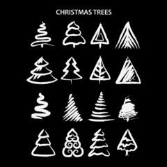 Icon christmas tree in doodle style on light background. Isolated background. Traditional symbol. Vector graphic illustration. Vector design. Vector isolated illustration set. Happy new year.