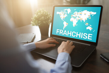 Franchise business model and marketing strategy concept.