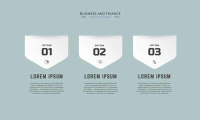 Three Infographic template design with icons and options or steps and Business concept and used for process diagram, presentations, workflow layout, banner, flow chart, business and finances design.ep