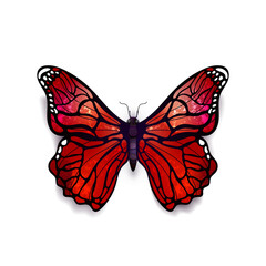 Beautiful bloody red detailed realistic magic butterfly on white