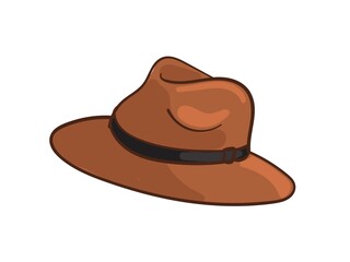 Men's brown hat. Vector illustration.