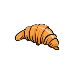 Crispy croissant doodles on a white background. Vector illustration.