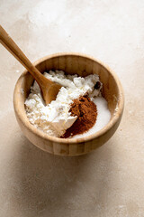 Mix of corn starch, cinnamon and sugar, spices for apple pie, tart.