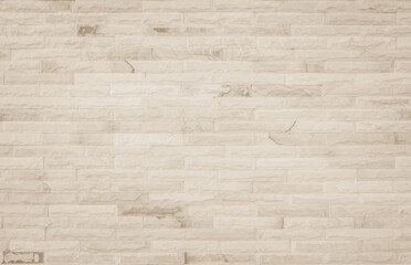 Cream and white brick wall texture background. Brickwork and stonework flooring interior rock old pattern