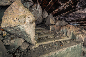 Old destroyed remains of Westwall bunkers along the border