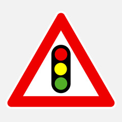 Traffic signals ahead vector danger road sign