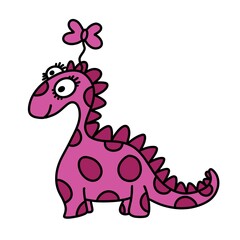 Doodle kids cartoon dinosaur for fabrics and postcards