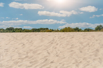 Fototapeta na wymiar Wide empty sand beach and blue sky