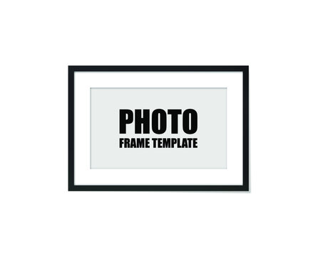 Vector Photo Frame Template, Blank Rectangular Shape Border, Black and White Frame Template. 