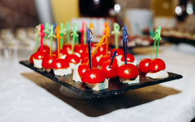 Snacks on the buffet table.